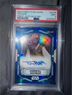2022 Finest Star Wars Tim Rose Admiral Ackbar Autograph Blue Refractor Card #FAT
